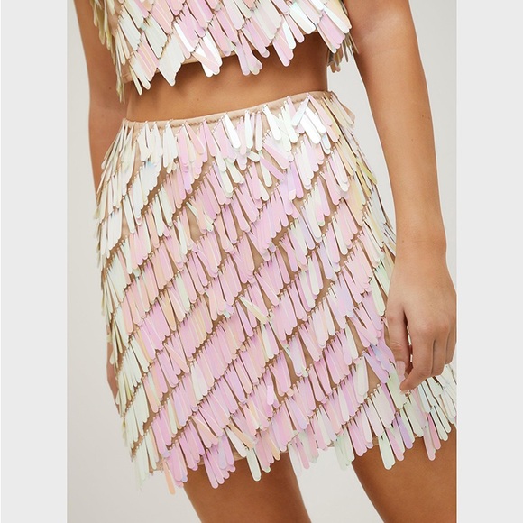 Nasty Gal White Sequin Mini Skirt Set - Picture 2 of 3